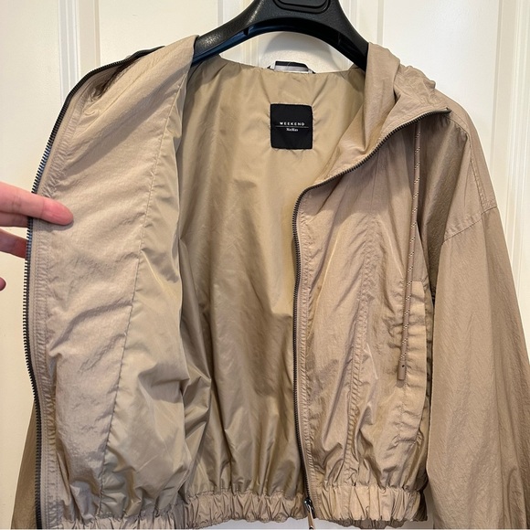 Weekend Max Mara Tan Hooded Taffeta Bomber Jacket. New. Never worn - Picture 14 of 16